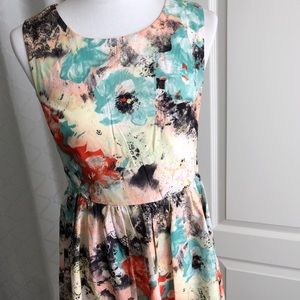 LAST CHANCE. Sophia Abstract pastel print dress!